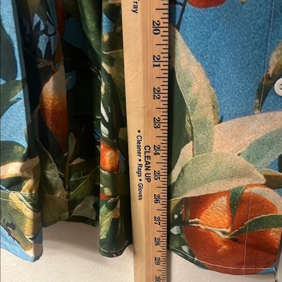 Blue and Orange Casual Button Down Shirt with Tropical Print - Picture 3 of 10